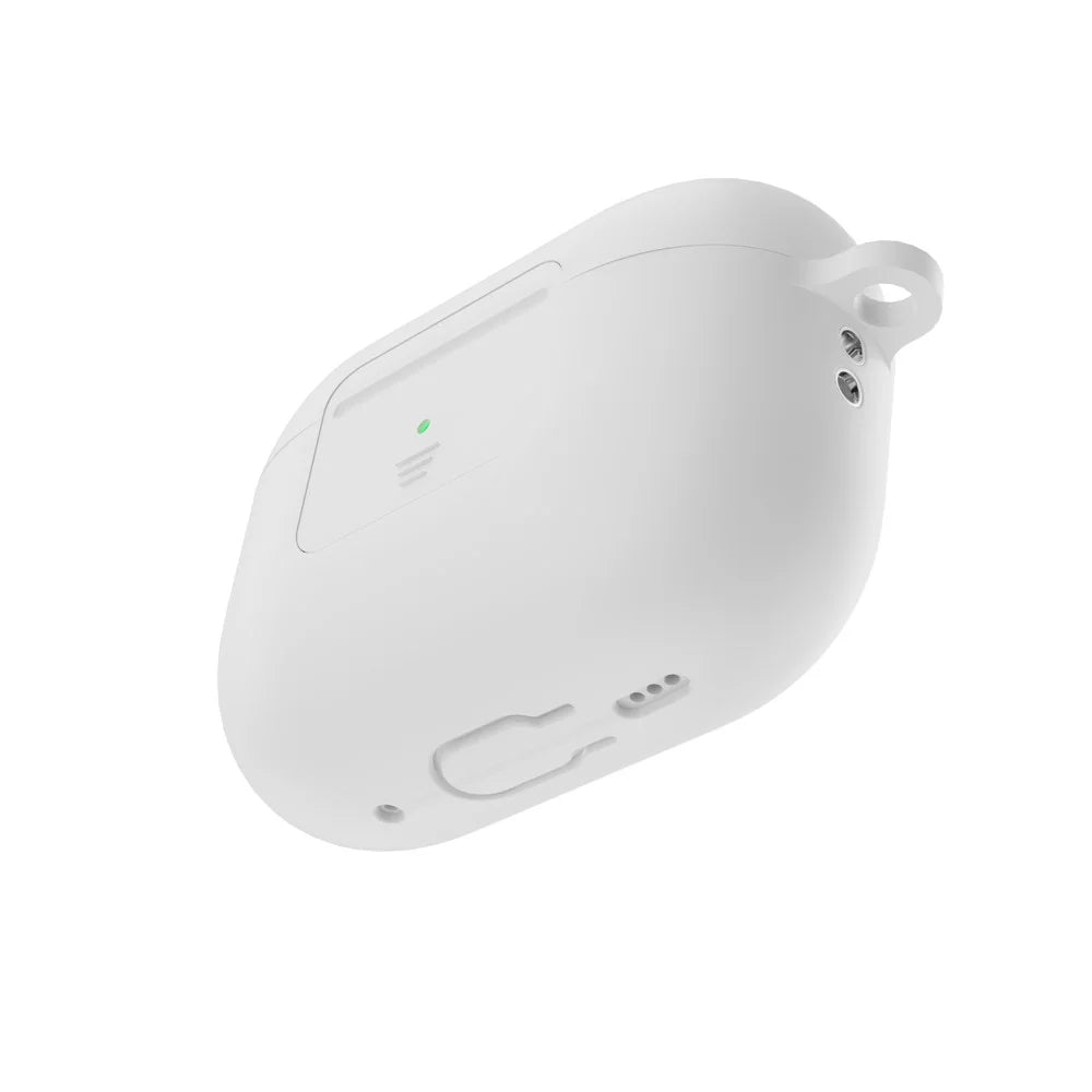 For AirPods Pro 2 Wireless Earphone Protective Cover Press Switch Anti-drop Silicone+PC Case with Hanging Buckle - White - 2