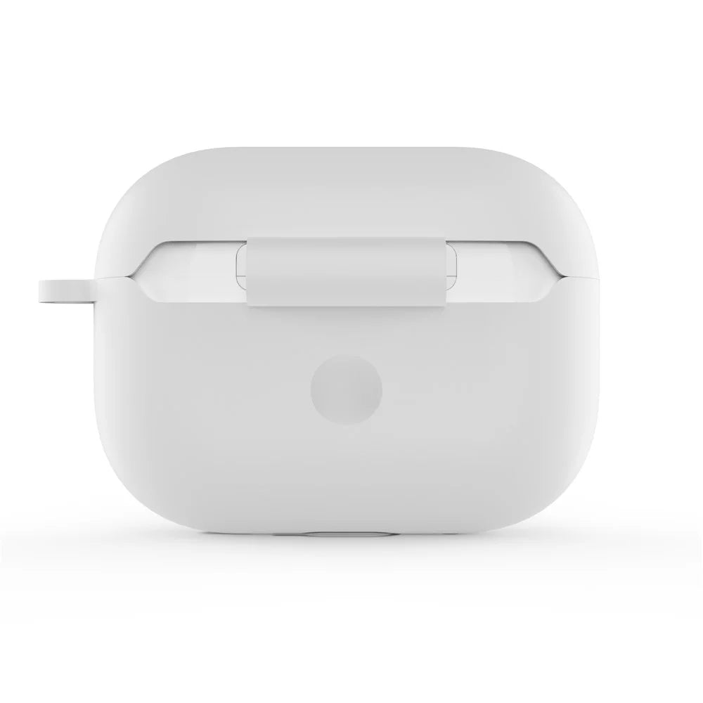 For AirPods Pro 2 Wireless Earphone Protective Cover Press Switch Anti-drop Silicone+PC Case with Hanging Buckle - White - 3