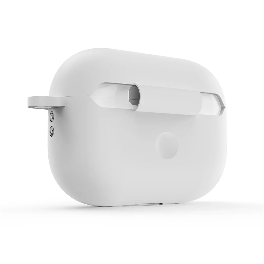 For AirPods Pro 2 Wireless Earphone Protective Cover Press Switch Anti-drop Silicone+PC Case with Hanging Buckle - White - 7