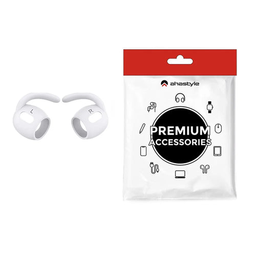 AHASTYLE 1 Pair Ear Hooks for AirPods Pro 2 Bluetooth-compatible Earphone Anti-lost Anti-skid Earhooks Silicone Ear Tips - White - 1