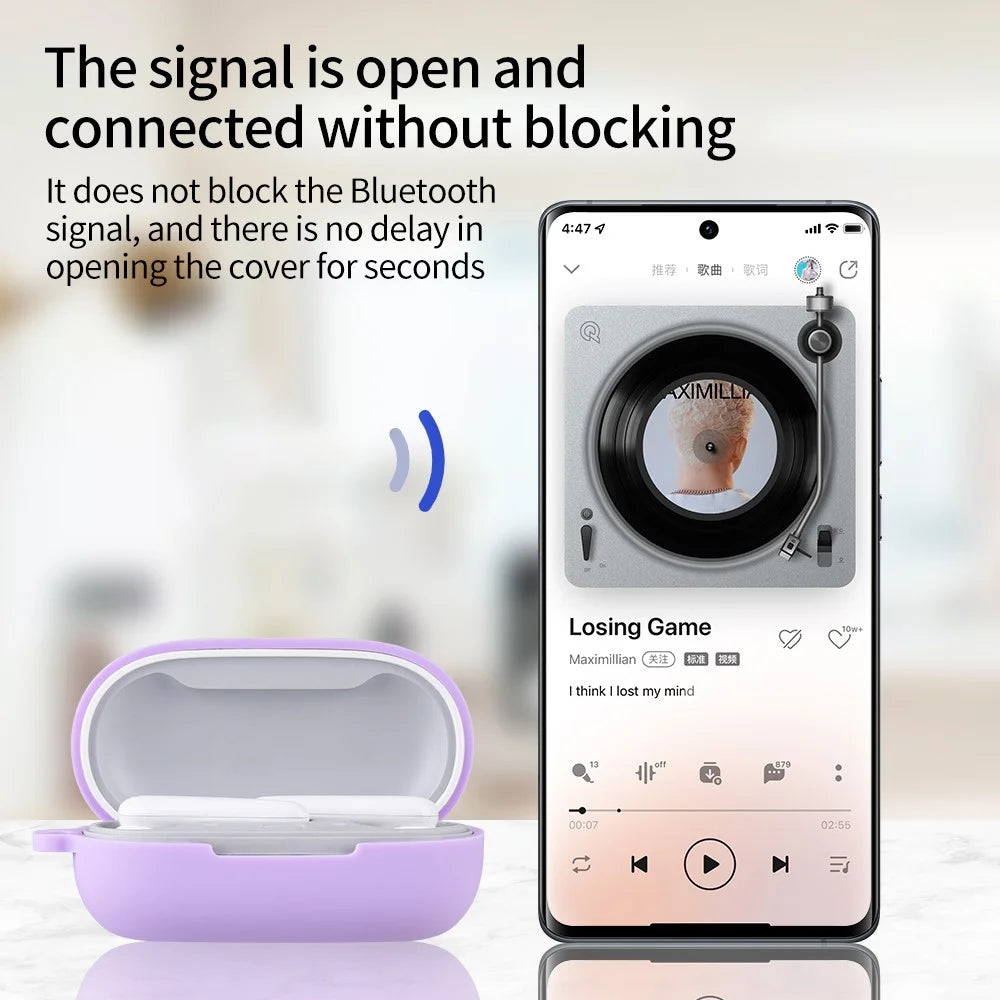 For Huawei FreeBuds SE Earphone Silicone Case Bluetooth-compatible Earbud Charging Case Anti-drop Cover with Hanging Buckle - Purple - 4