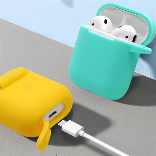 For Apple AirPods with Charging Case (2016)  /  (2019)  /  AirPods with Wireless Charging Case (2019) 2.5mm Thicken Silicone Case Protective Cover with 8-shaped Buckle - Dark Blue - 2