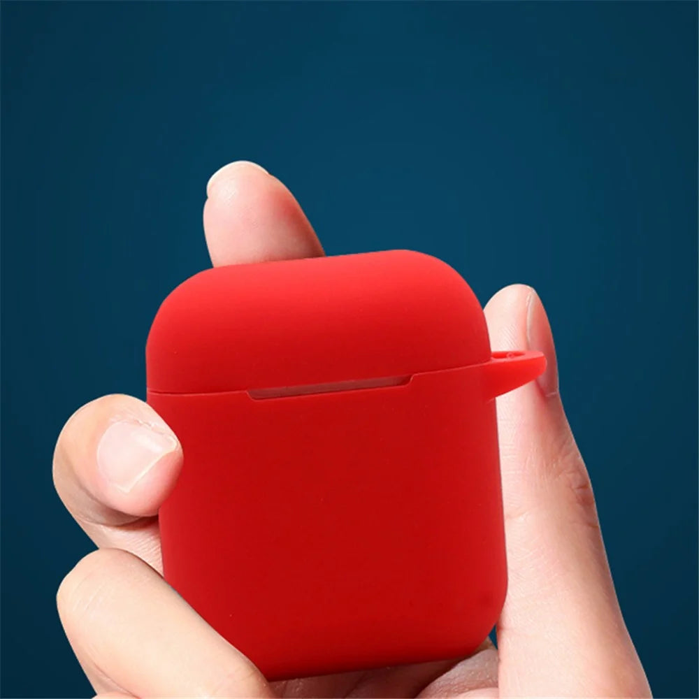 For Apple AirPods with Charging Case (2016)  /  (2019)  /  AirPods with Wireless Charging Case (2019) 2.5mm Thicken Silicone Case Protective Cover with 8-shaped Buckle - Dark Blue - 5