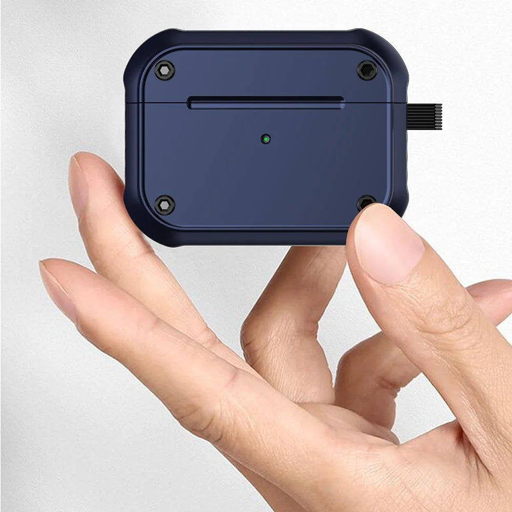 For Apple AirPods Pro 2 Anti-drop Earphone Case Dual-color PC+TPU Protective Earbud Cover with Carabiner - Blue - 4