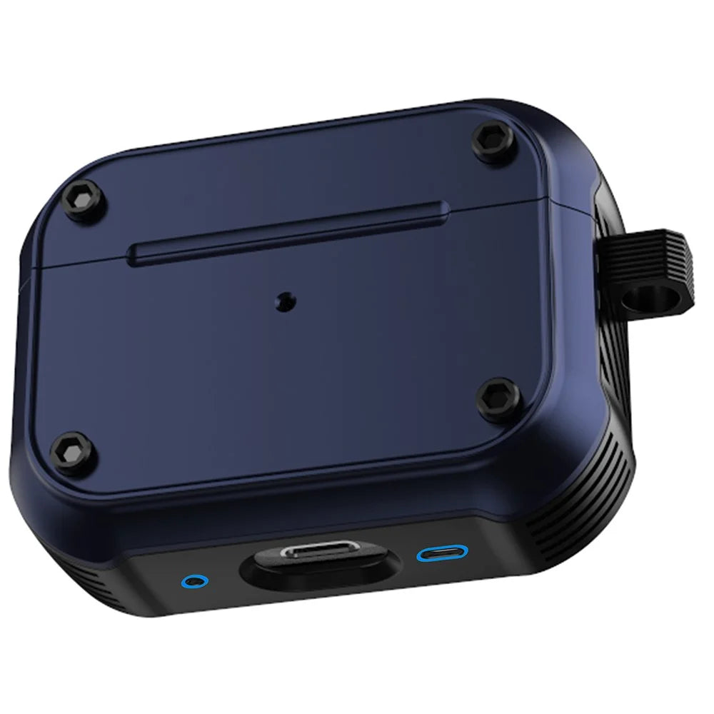 For Apple AirPods Pro 2 Anti-drop Earphone Case Dual-color PC+TPU Protective Earbud Cover with Carabiner - Blue - 7