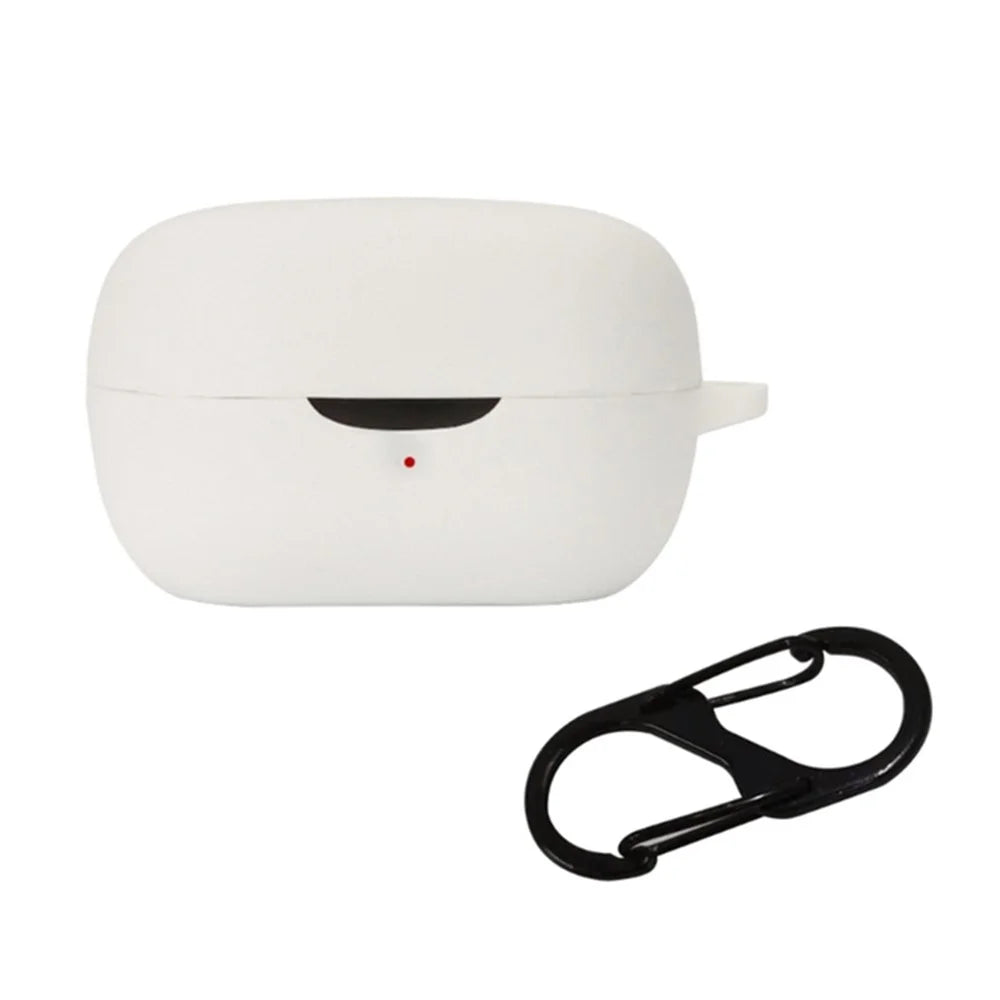 Silicone Case for Oraimo Airbuds 2 Earphone Charging Box, Dust-proof Cover with Anti-lost Buckle - White - 1