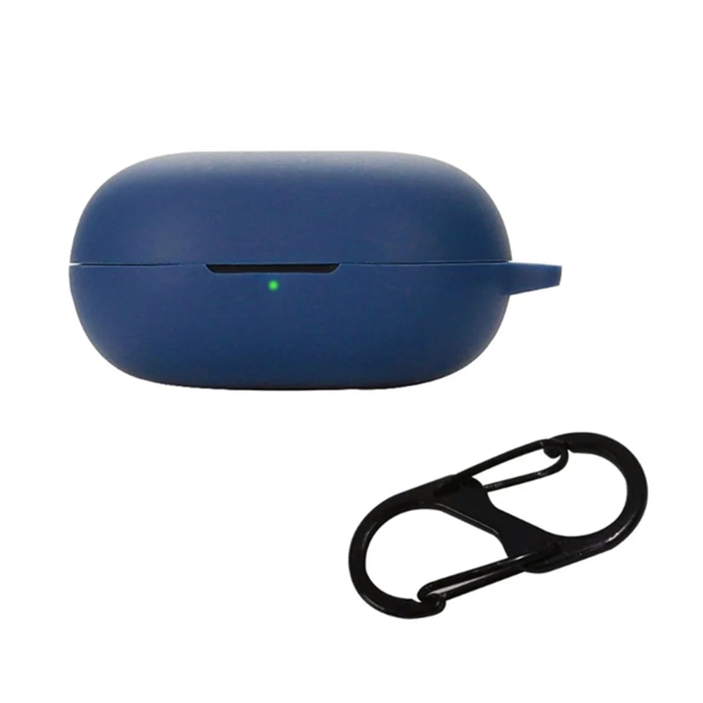 Flexible Silicone Case for SoundPEATS Life Earphone Charging Box, Drop Protection Cover with Anti-lost Buckle - Dark Blue - 1