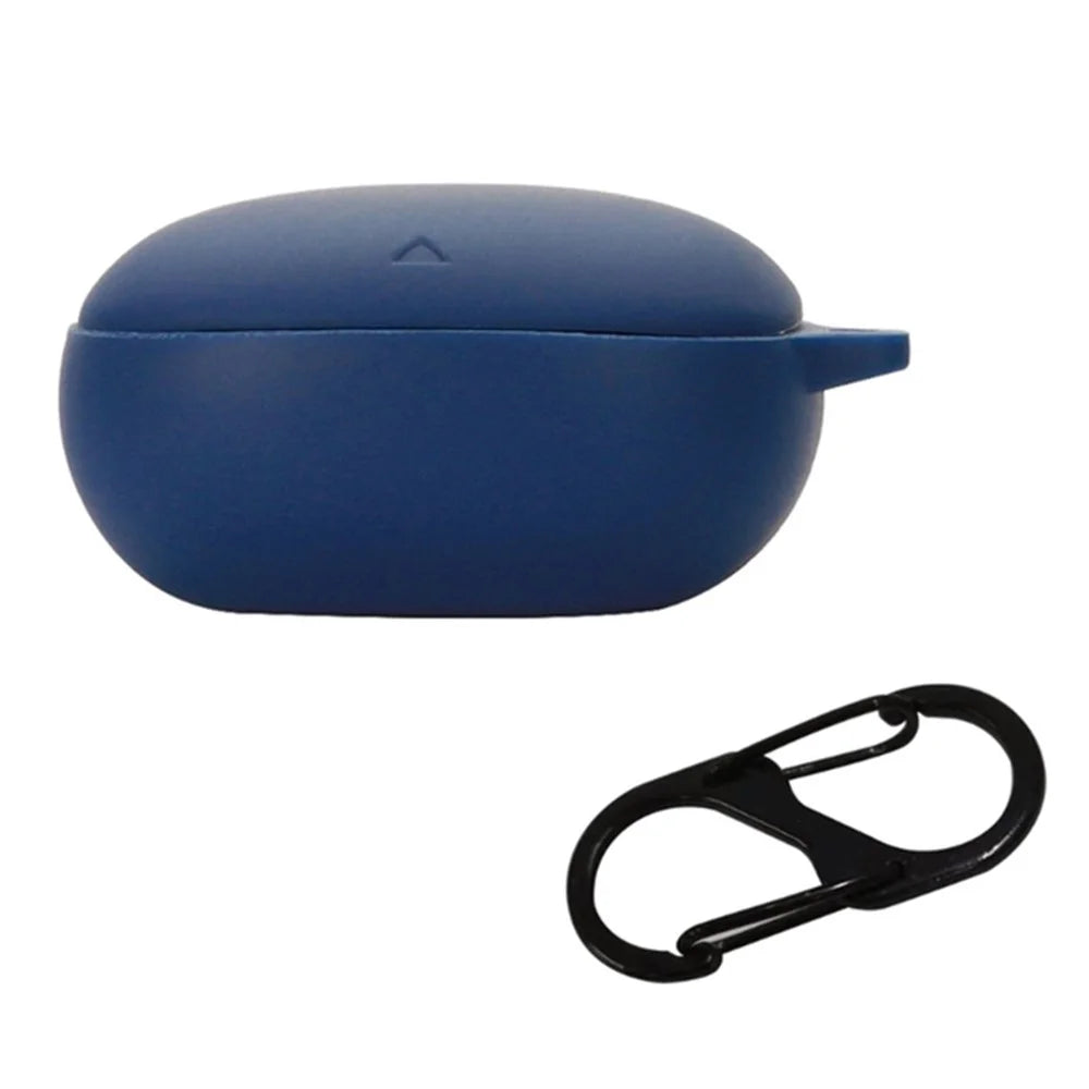 For Soundcore Liberty 4 Silicone Protective Sleeve Bluetooth-compatible Earphone Drop-proof Cover with Anti-lost Buckle - Dark Blue - 1
