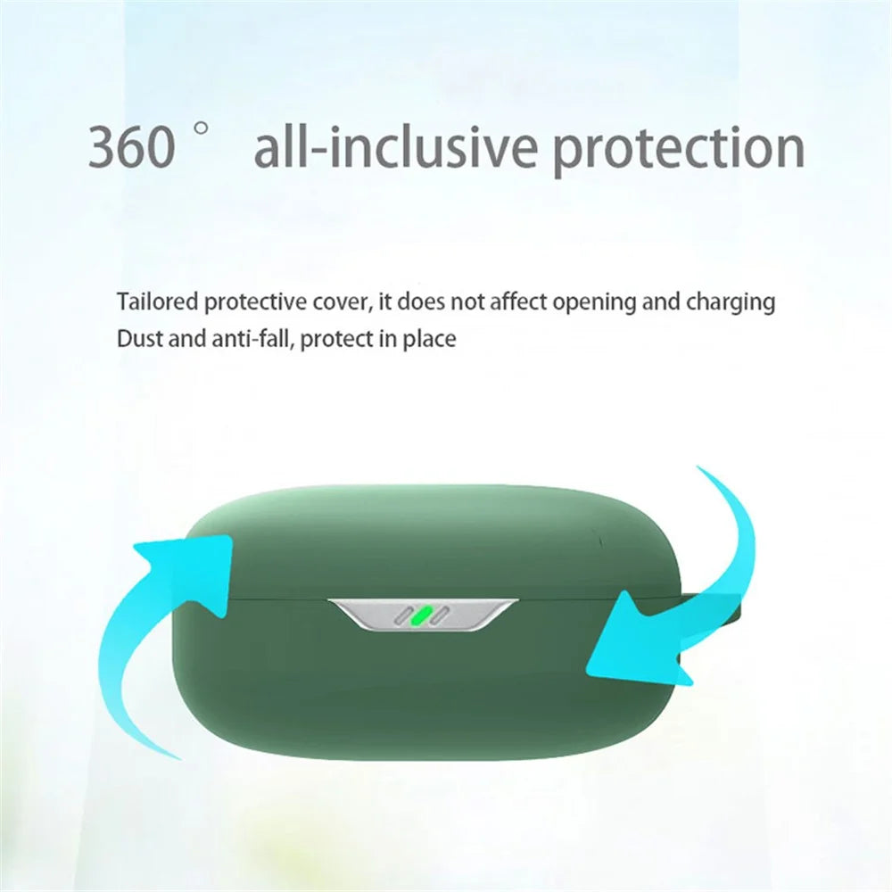 For JBL WAVE FLEX Protective Case Wireless Bluetooth-compatible Headset Silicone Cover with Anti-Loss Hanging Buckle - Dark Blue - 2
