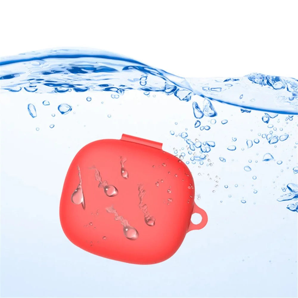For JBL WAVE FLEX Protective Case Wireless Bluetooth-compatible Headset Silicone Cover with Anti-Loss Hanging Buckle - Dark Blue - 3