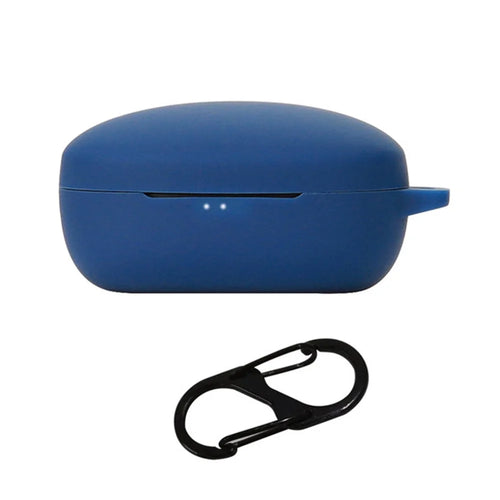 For Soundcore Life NOTE E Bluetooth-compatible Earphone Soft Silicone Protective Case Anti-scratch Cover with Anti-lost Buckle - Dark Blue - 1