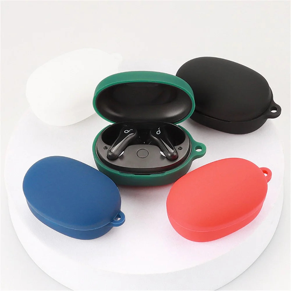For Soundcore Life NOTE E Bluetooth-compatible Earphone Soft Silicone Protective Case Anti-scratch Cover with Anti-lost Buckle - Dark Blue - 2