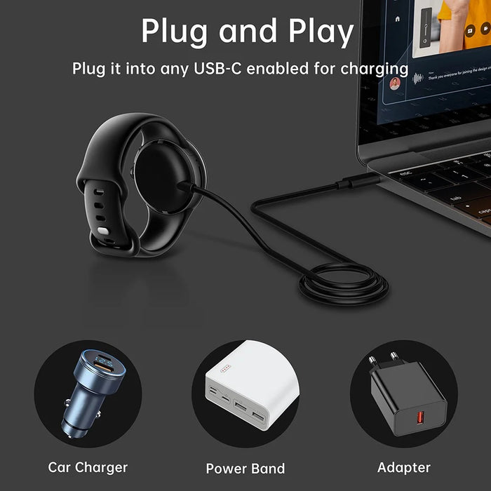 Smart Watch Charger for Google Pixel Watch, Magnetic Wireless Watch Charging Dock with 1m USB Cable - Black - 5