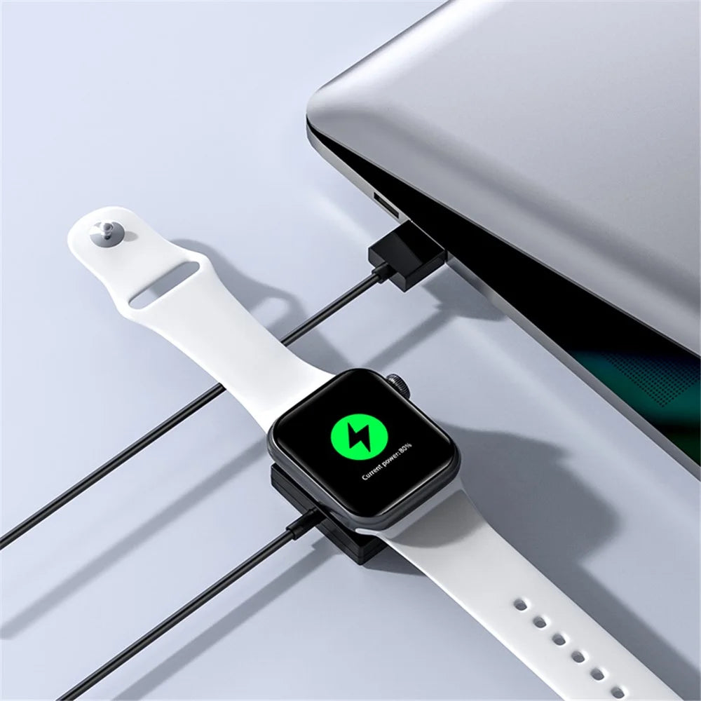 JJT-981 For Apple Watch Series 1 / 2 / 3 42mm 38mm  /  Series 4 / 5 / 6 40mm 44mm  /  Series 7 41mm 45mm Wireless Smart Watch Charger Pad Magnetic Absorption Charging Dock with USB Cable - Black - 2