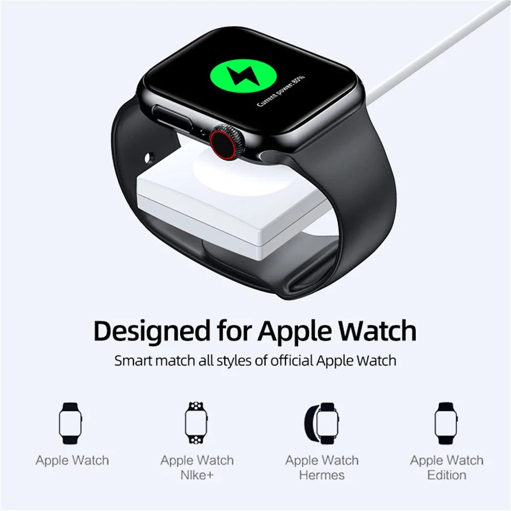 JJT-981 For Apple Watch Series 1 / 2 / 3 42mm 38mm  /  Series 4 / 5 / 6 40mm 44mm  /  Series 7 41mm 45mm Wireless Smart Watch Charger Pad Magnetic Absorption Charging Dock with USB Cable - Black - 5