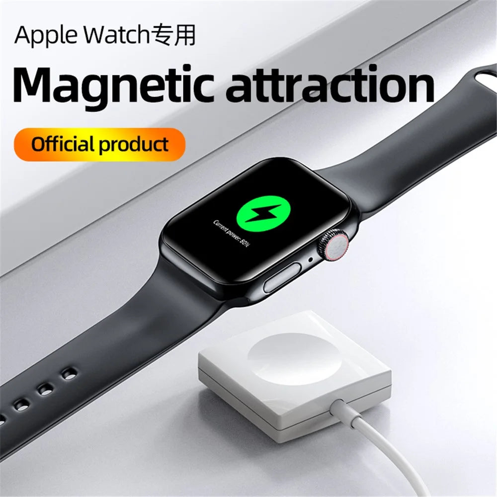 JJT-981 For Apple Watch Series 1 / 2 / 3 42mm 38mm  /  Series 4 / 5 / 6 40mm 44mm  /  Series 7 41mm 45mm Wireless Smart Watch Charger Pad Magnetic Absorption Charging Dock with USB Cable - Black - 6