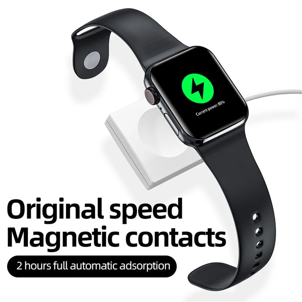JJT-981 For Apple Watch Series 1 / 2 / 3 42mm 38mm  /  Series 4 / 5 / 6 40mm 44mm  /  Series 7 41mm 45mm Wireless Smart Watch Charger Pad Magnetic Absorption Charging Dock with USB Cable - Black - 7