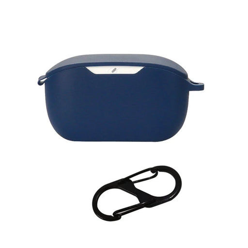 Flexible Silicone Case for JBL WAVE BUDS Earphone Charging Bin, Drop Protection Cover with Carrying Buckle - Dark Blue - 1