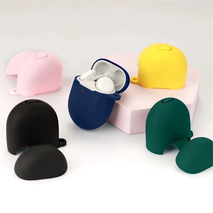 For Google Pixel Buds A-Series / Buds 2 Bluetooth-compatible Earphone Silicone Case Anti-scratch Earbud Protective Cover with Hanging Buckle - Dark Blue - 3
