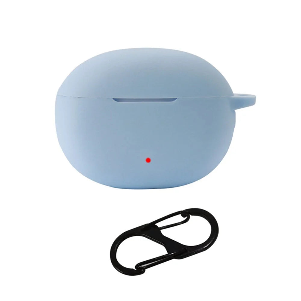 For Honor Earbuds 3i Bluetooth-compatible Earphone Silicone Case Earbud Charging Box Anti-drop Cover with Anti-loss Buckle - Sky Blue - 1