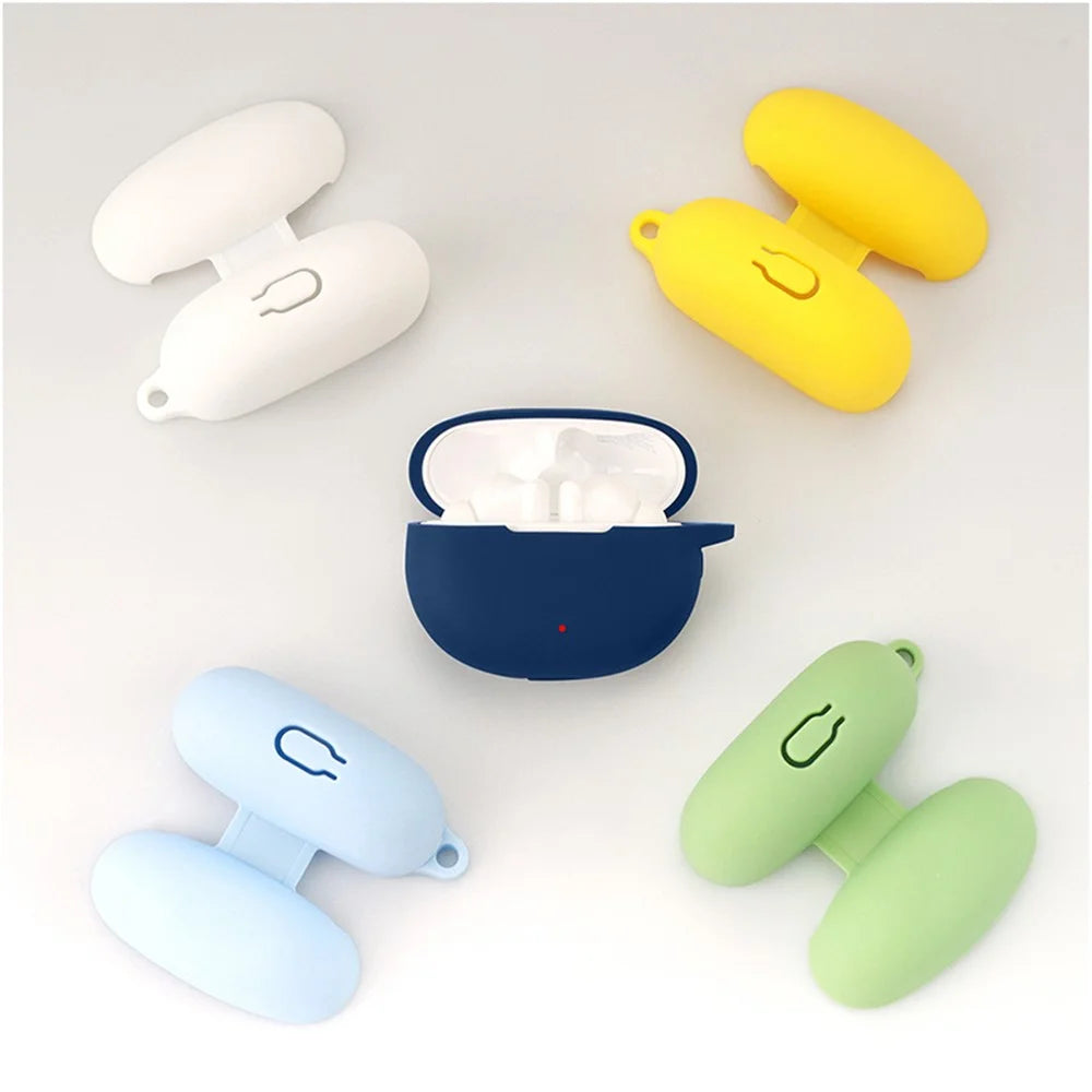 For Honor Earbuds 3i Bluetooth-compatible Earphone Silicone Case Earbud Charging Box Anti-drop Cover with Anti-loss Buckle - Sky Blue - 2