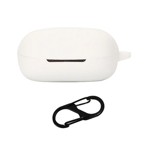 For Oraimo Roll TWS Bluetooth-compatible Earphone Silicone Case Shockproof Earbud Protective Cover with Anti-loss Buckle - White - 1