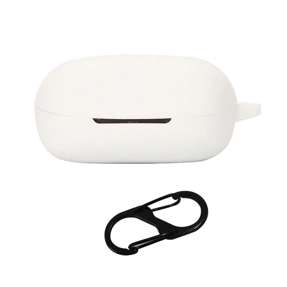 For Oraimo Roll TWS Bluetooth-compatible Earphone Silicone Case Shockproof Earbud Protective Cover with Anti-loss Buckle - White - 1