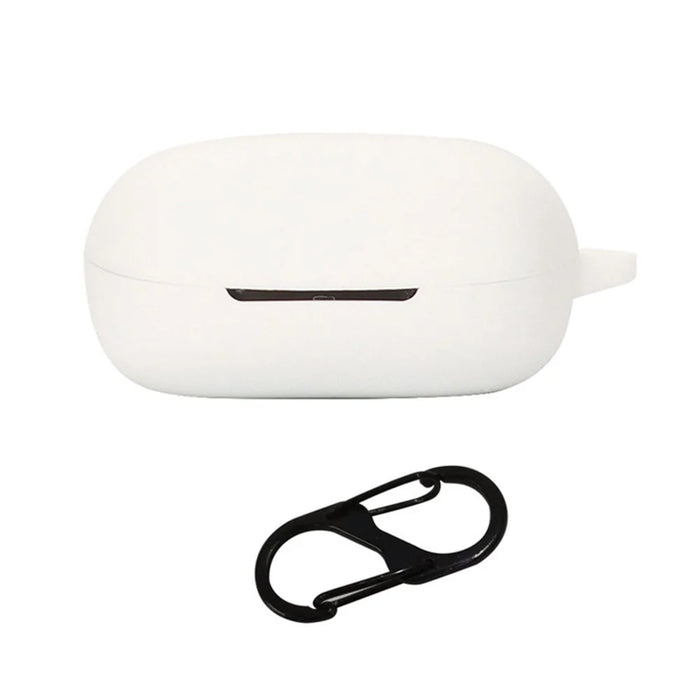 For Oraimo Roll TWS Bluetooth-compatible Earphone Silicone Case Shockproof Earbud Protective Cover with Anti-loss Buckle - White - 1