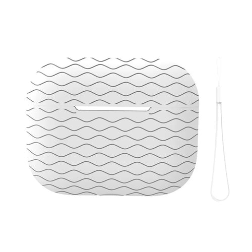 For Apple AirPods Pro 2 Wavy Edge Ocean Style Earphone Silicone Case Bluetooth-compatible Earbud Anti-drop Cover with Lanyard - White - 1