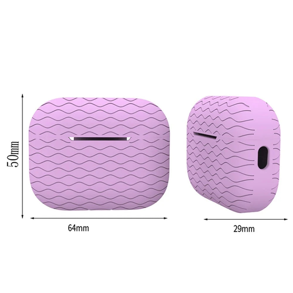 For Apple AirPods Pro 2 Wavy Edge Ocean Style Earphone Silicone Case Bluetooth-compatible Earbud Anti-drop Cover with Lanyard - White - 6