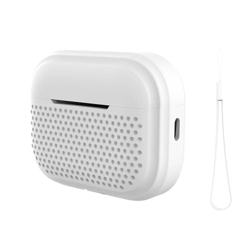 For Apple AirPods Pro 2 Radio Style Bluetooth-compatible Earphone Protective Case Anti-scratch Earbud Cover with Lanyard - White - 1