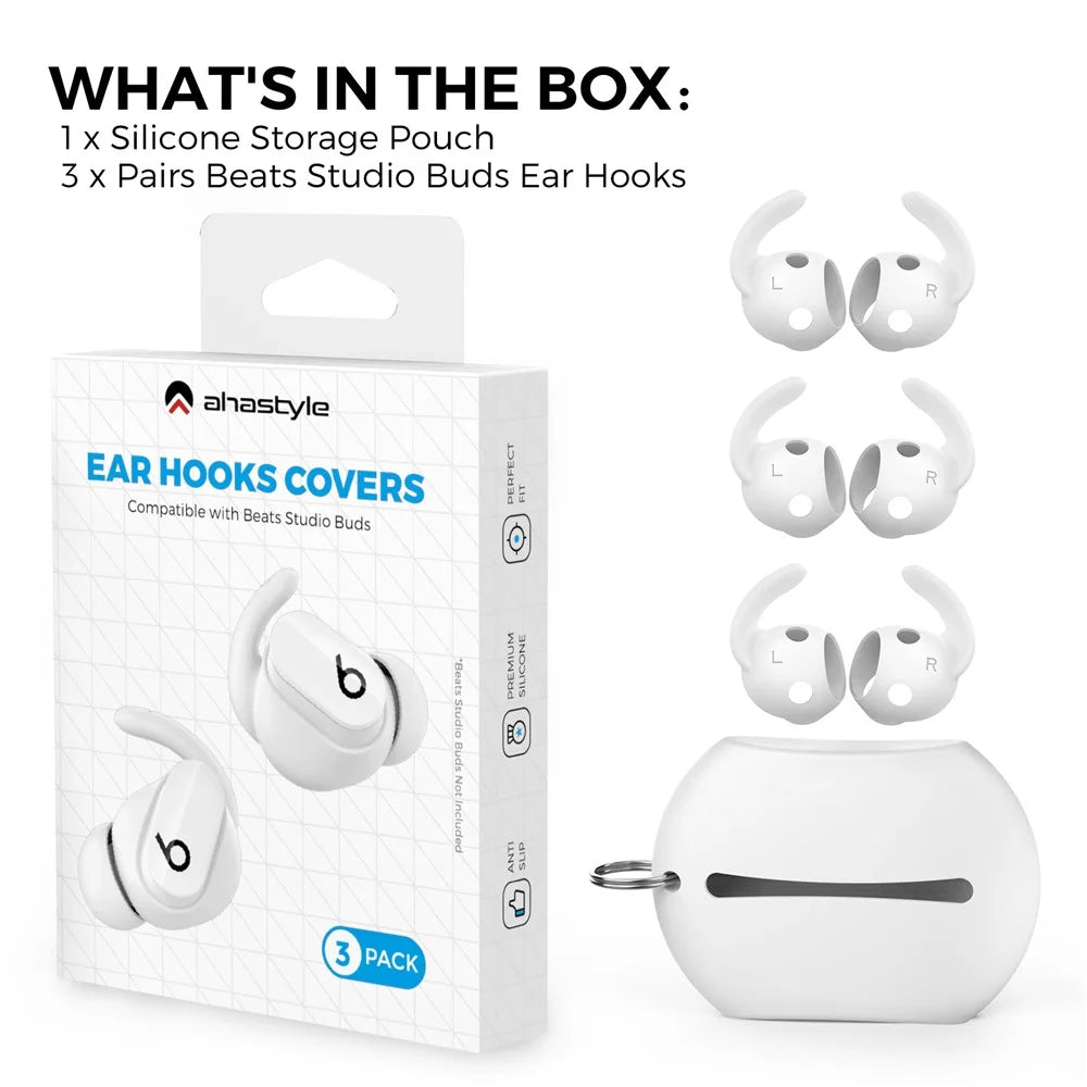 AHASTYLE PT172 3 Pairs Ear Hook Cover Anti-Lost Bluetooth-compatible Earphone Accessories Compatible with Beats Studio Buds - White - 7