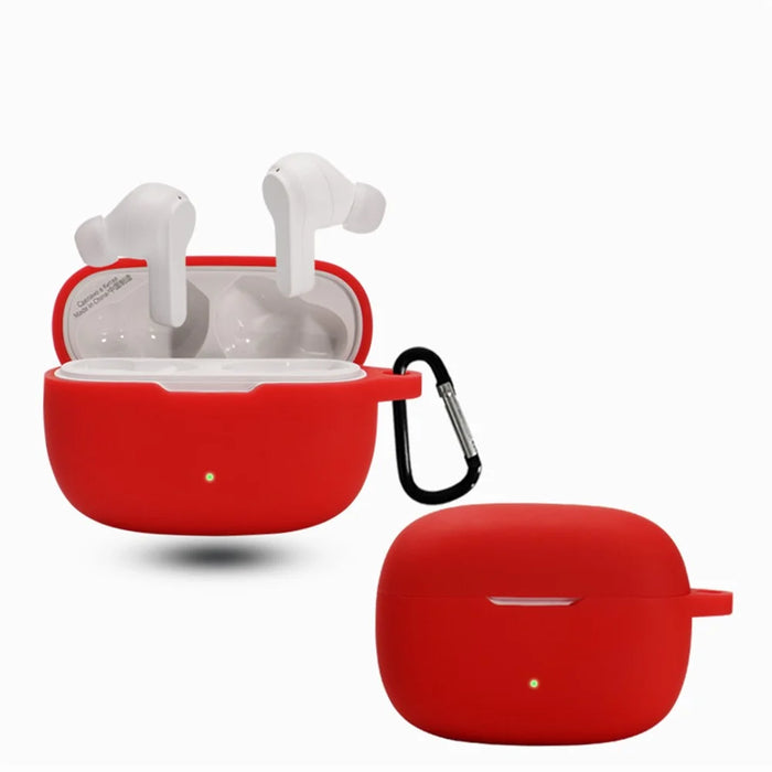 For JBL WAVE BEAM Bluetooth-compatible Earphone Silicone Protective Case Anti-scratch Anti-drop Cover with Anti-lost Buckle - Red - 2