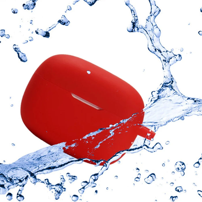 For JBL WAVE BEAM Bluetooth-compatible Earphone Silicone Protective Case Anti-scratch Anti-drop Cover with Anti-lost Buckle - Red - 5