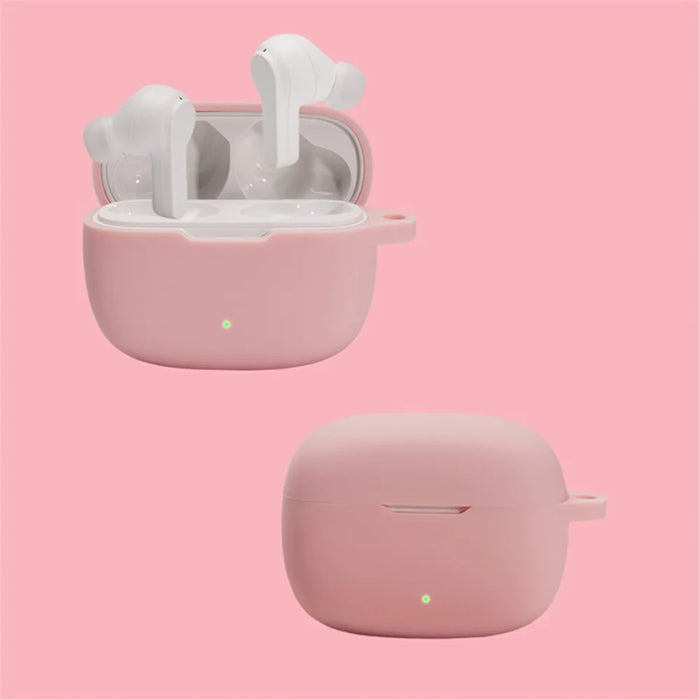 For JBL WAVE BEAM Bluetooth-compatible Earphone Silicone Protective Case Anti-scratch Anti-drop Cover with Anti-lost Buckle - Red - 6