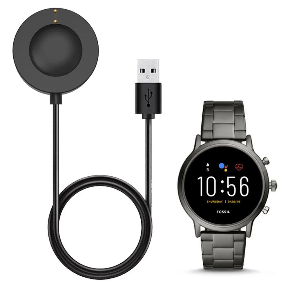 1m For Fossil Gen 6 / Gen 5 FTW4024 / FTW4025 / FTW4026 Smartwatch USB Charger Magnetic Absorption Charging Dock Cable - Black - 7