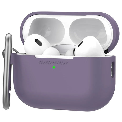 AHASTYLE PT193 For Apple AirPods Pro 2 Earphone Charging Bin Shockproof Silicone Case Impact-resistant Shell Cover with Carabiner - Dark Purple - 2