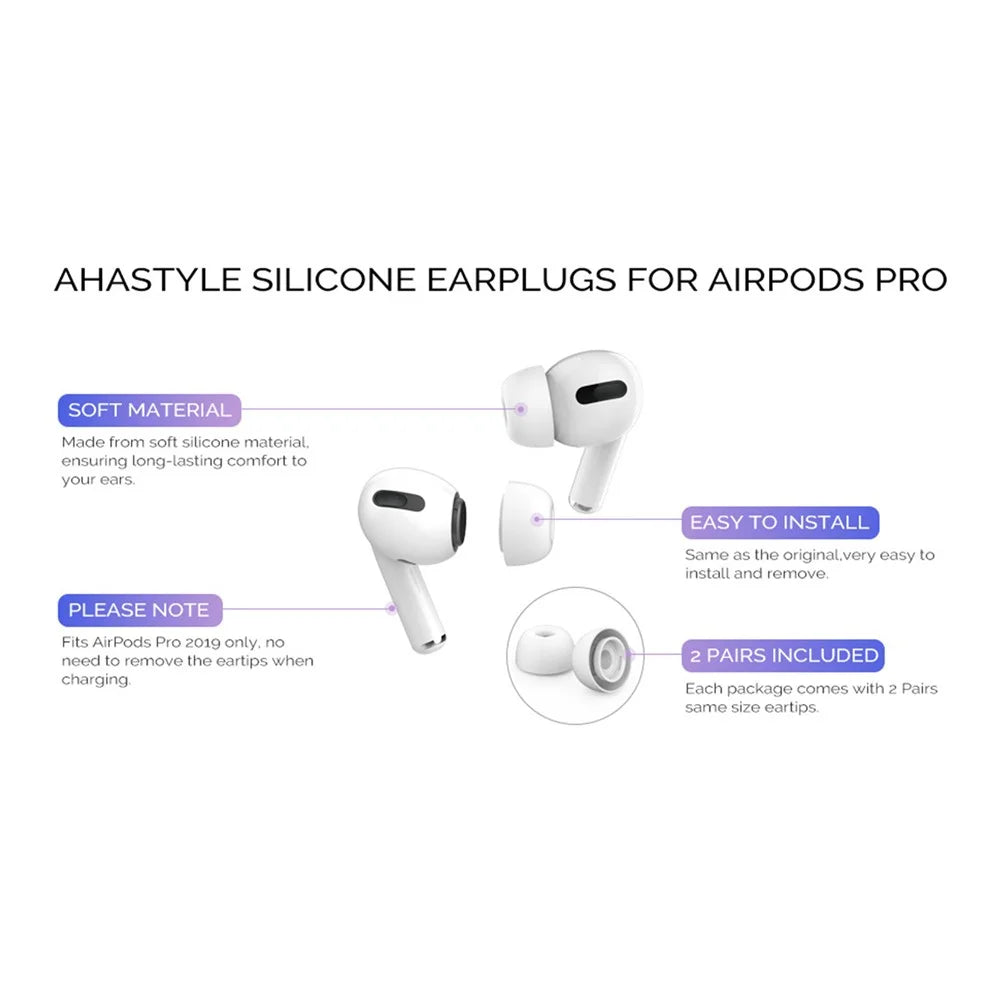 AHASTYLE PT99-PRO-1 3 Pairs for Apple AirPods Pro 2 / AirPods Pro S+M+L Bluetooth-compatible Earphone Tips Silicone Ear Caps - White - 2