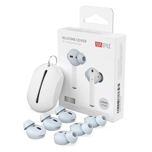 AHASTYLE PT66 for Apple AirPods with Charging Case (2016) / (2019) 3 Pairs Silicone Earbuds Cap Size: S - Baby Blue - 1