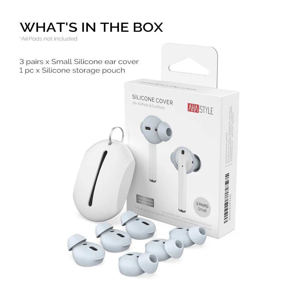 AHASTYLE PT66 for Apple AirPods with Charging Case (2016) / (2019) 3 Pairs Silicone Earbuds Cap Size: S - Baby Blue - 7