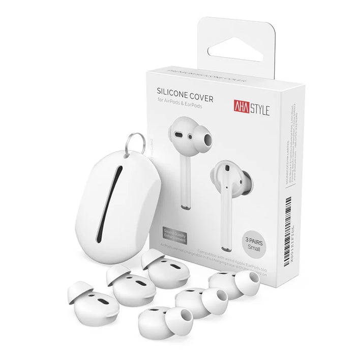 AHASTYLE PT66 3 Pairs Earbuds Cap for Apple AirPods with Charging Case (2016) / (2019) Silicone Eartips Cover, Size: L - White - 1