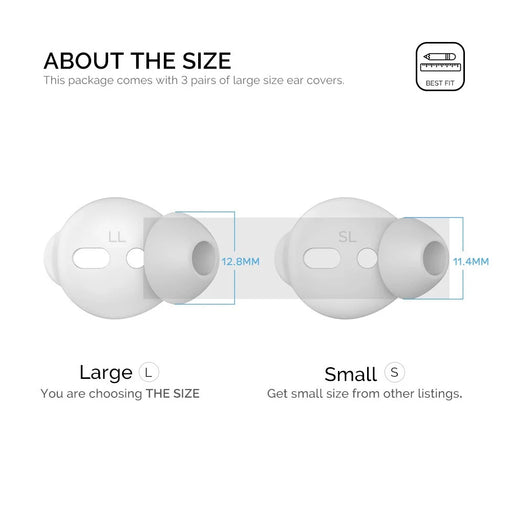 AHASTYLE PT66 3 Pairs Earbuds Cap for Apple AirPods with Charging Case (2016) / (2019) Silicone Eartips Cover, Size: L - White - 2