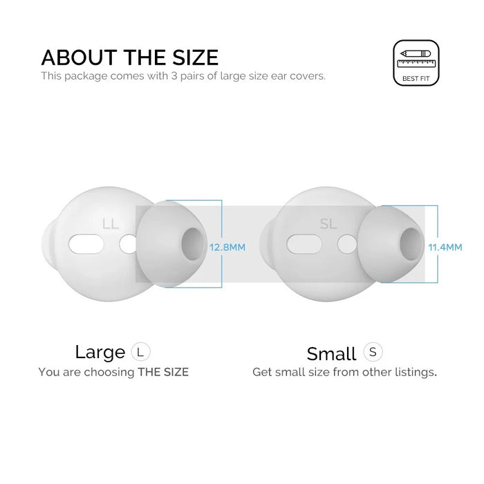AHASTYLE PT66 3 Pairs Earbuds Cap for Apple AirPods with Charging Case (2016) / (2019) Silicone Eartips Cover, Size: L - White - 2