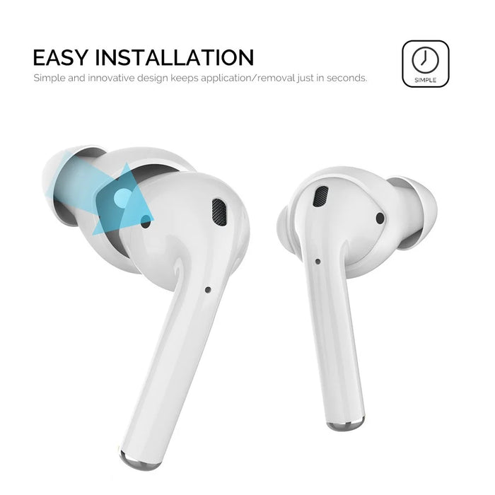 AHASTYLE PT66 3 Pairs Earbuds Cap for Apple AirPods with Charging Case (2016) / (2019) Silicone Eartips Cover, Size: L - White - 4