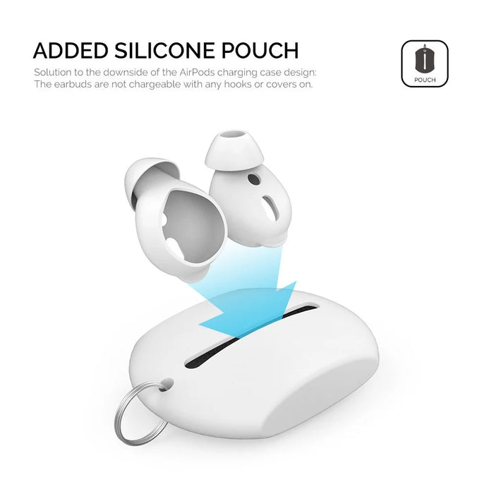 AHASTYLE PT66 3 Pairs Earbuds Cap for Apple AirPods with Charging Case (2016) / (2019) Silicone Eartips Cover, Size: L - White - 6
