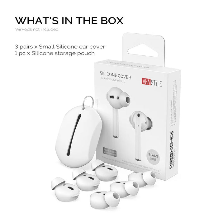 AHASTYLE PT66 3 Pairs Earbuds Cap for Apple AirPods with Charging Case (2016) / (2019) Silicone Eartips Cover, Size: L - White - 7