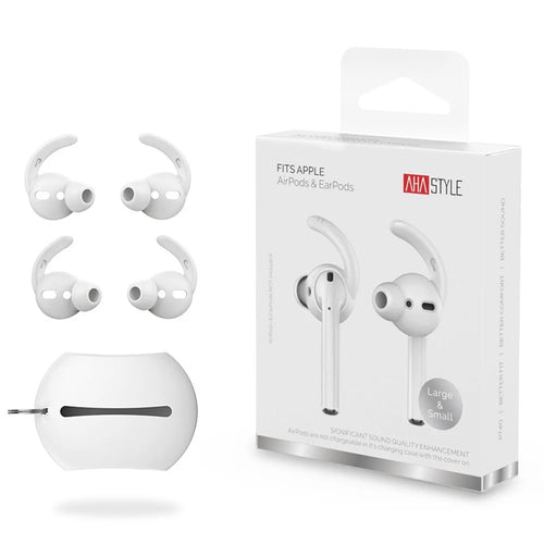 AHASTYLE PT40 for Apple AirPods with Charging Case (2016) / (2019) / AirPods with Wireless Charging Case (2019) 2 Pairs Earphone Caps Silicone Earbud Eartips Covers, Size: S + L - White - 1