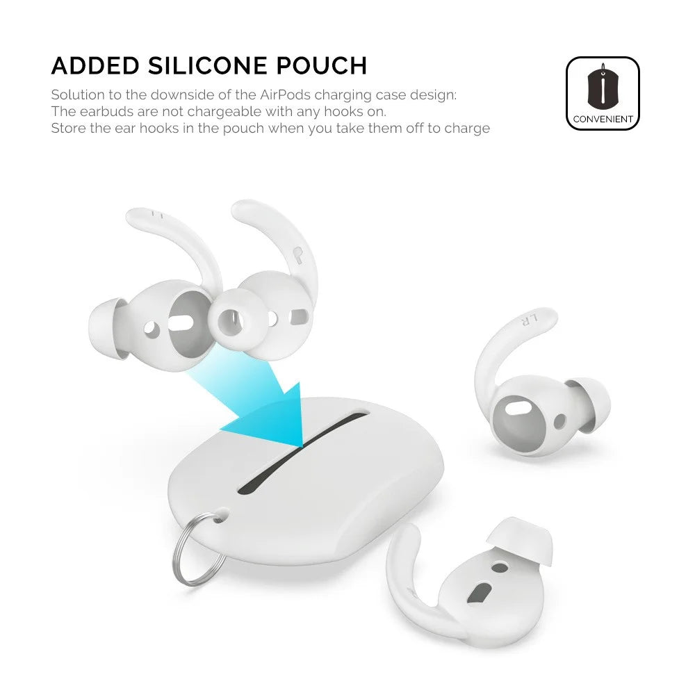 AHASTYLE PT40 for Apple AirPods with Charging Case (2016) / (2019) / AirPods with Wireless Charging Case (2019) 2 Pairs Silicone Earphone Cover Cap Eartip, Size: L - Black - 6