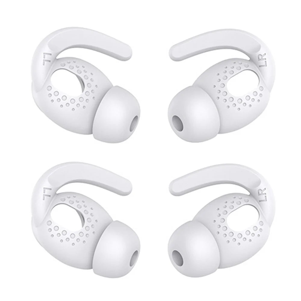 AHASTYLE PT40 2 Pairs L Size Earhook Eartips for Apple AirPods 3, Anti-slip Anti-lost Earbuds Sleeve Silicone Earphone Eartips - White - 1