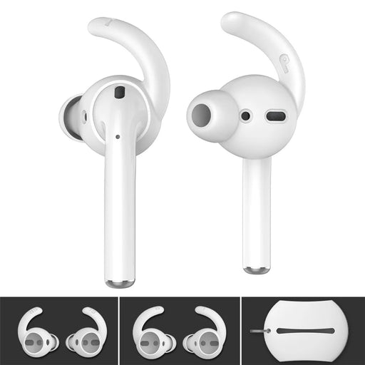 AHASTYLE PT40 2 Pairs L Size Earhook Eartips for Apple AirPods 3, Anti-slip Anti-lost Earbuds Sleeve Silicone Earphone Eartips - White - 2
